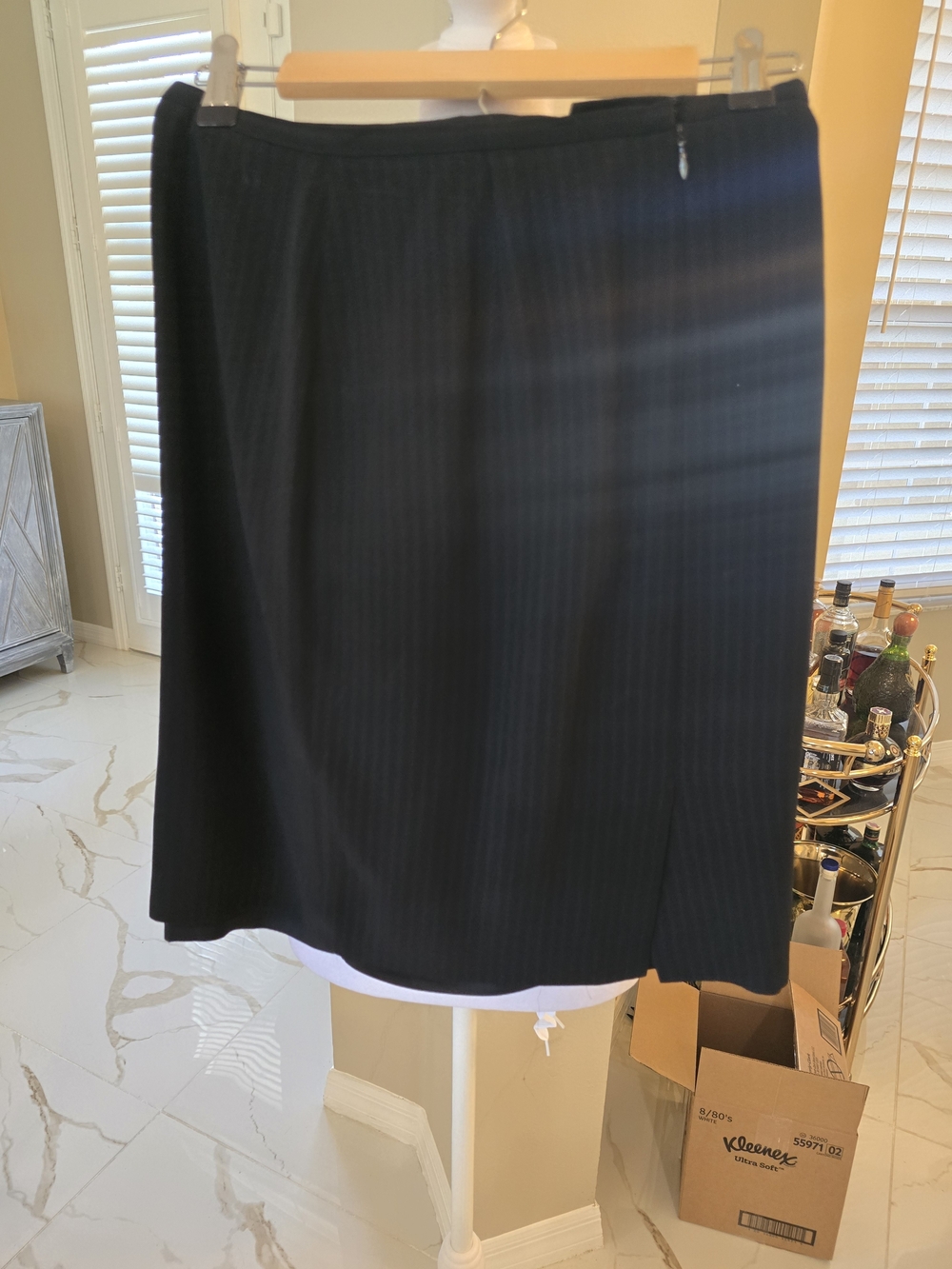 Ann Taylor Black Pinstripe Pencil Skirt